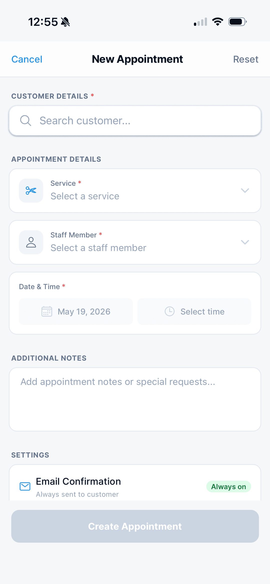 Create appointment